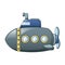 Grey submarine icon, cartoon style