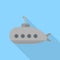 Grey submarine icon, flat style
