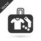 Grey Suitcase for travel icon isolated on white background. Traveling baggage sign. Travel luggage icon. Vector