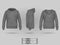 Grey sweatshirt hoodie without zip template in three dimensions