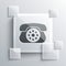 Grey Telephone icon isolated on grey background. Landline phone. Square glass panels. Vector Illustration.