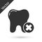 Grey Tooth with caries icon isolated on white background. Tooth decay. Vector