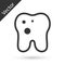 Grey Tooth with caries icon isolated on white background. Tooth decay. Vector