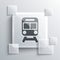 Grey Train and railway icon isolated on grey background. Public transportation symbol. Subway train transport. Metro