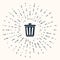 Grey Trash can icon isolated on beige background. Garbage bin sign. Recycle basket icon. Office trash icon. Abstract