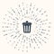 Grey Trash can icon isolated on beige background. Garbage bin sign. Recycle basket icon. Office trash icon. Abstract circle random