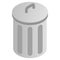 Grey trash can icon, isometric 3d style