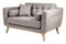 Grey two seater sofa isolated on transparent clear white background