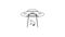 Grey UFO abducts cow line icon on white background. Flying saucer. Alien space ship. Futuristic unknown flying object