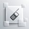 Grey Walkie talkie icon isolated on grey background. Portable radio transmitter icon. Radio transceiver sign. Square