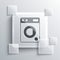 Grey Washer icon isolated on grey background. Washing machine icon. Clothes washer - laundry machine. Home appliance
