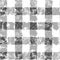 Grey and white checkered grunge gingham seamless pattern, vector