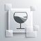 Grey Wine glass icon isolated on grey background. Wineglass sign. Square glass panels. Vector Illustration