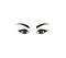 Grey woman make-up beautiful eyes with black eyebrow isolated on white background for beauty salon logo design