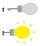 Grey and yellow light bulb keys with keyholes