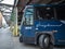 Greyhound logo on a  motorcoach bus parked on Toronto coach station. Greyhound Canada is one of the main intercity coach carriers