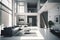 Greyscale shot of a modern apartment interior