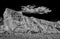 Greyscale shot of the rocks in the Mesquite Flats Sand Dunes in the Death Valley, California