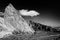 Greyscale shot of the rocks in the Mesquite Flats Sand Dunes in the Death Valley, California