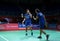 Greysia Polii and Apriyani Rahayu of Indonesia in action during womens doubles badminton tournament