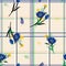 Grid check background on top with beautiful blowing tulip leaves