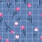 Grid check background on top with beautiful blowing tulip leaves and garden flowers seamless pattern vector fot fashion,fabric,and