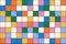 Grid of colorful squares. Funky groovy background. Checkered vector design.