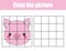 Grid copy drawing activity. Educational children game. Copy the picture pig
