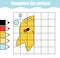 Grid copy drawing activity. Educational children game. Copy the picture. Printable sheet for kids and children. Animals theme