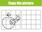 Grid copy picture activity. Educational children game. Printable Kids activity sheet with caterpillar.