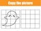 Grid copy picture activity. Educational children game. Printable Kids activity sheet with ghost