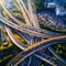 A grid of criss-crossing highways, overpasses and ramps.