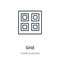 Grid outline vector icon. Thin line black grid icon, flat vector simple element illustration from editable creative pocess concept