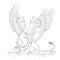 Griffin black and white sketch cartoon doodle vector illustration