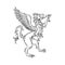 Griffin or gryphon medieval heraldic animal sketch