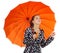 Gril with orange umbrella