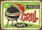 Grill appliance with red fire flames