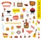 Grill Or Barbecue big Icon set with food and objects