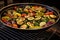 grill basket showcasing sizzling mixed vegetables on a grill