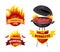 Grill BBQ Barbecue Party Set Vector Illustration