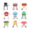 grill bbq set cartoon vector illustration