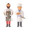 Grill chef and baker two men of character vector illustration.