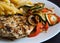 Grill chicken breast with vegetables