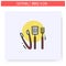 Grill cooking utensils color icon. Editable