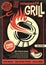 Grill party artistic invitation or poster design template