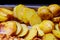 Grill potatoes roasted on home fried potatoes on the grill background