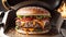 Grill Smoker Delight A Sizzling Tribute on National Cheeseburger Day.AI Generated