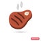 Grill steak with smoke color icon for web and mobile design