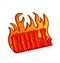 Grill text with flaming fires vector