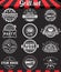 Grill vintage design elements and badges set on chalkboard